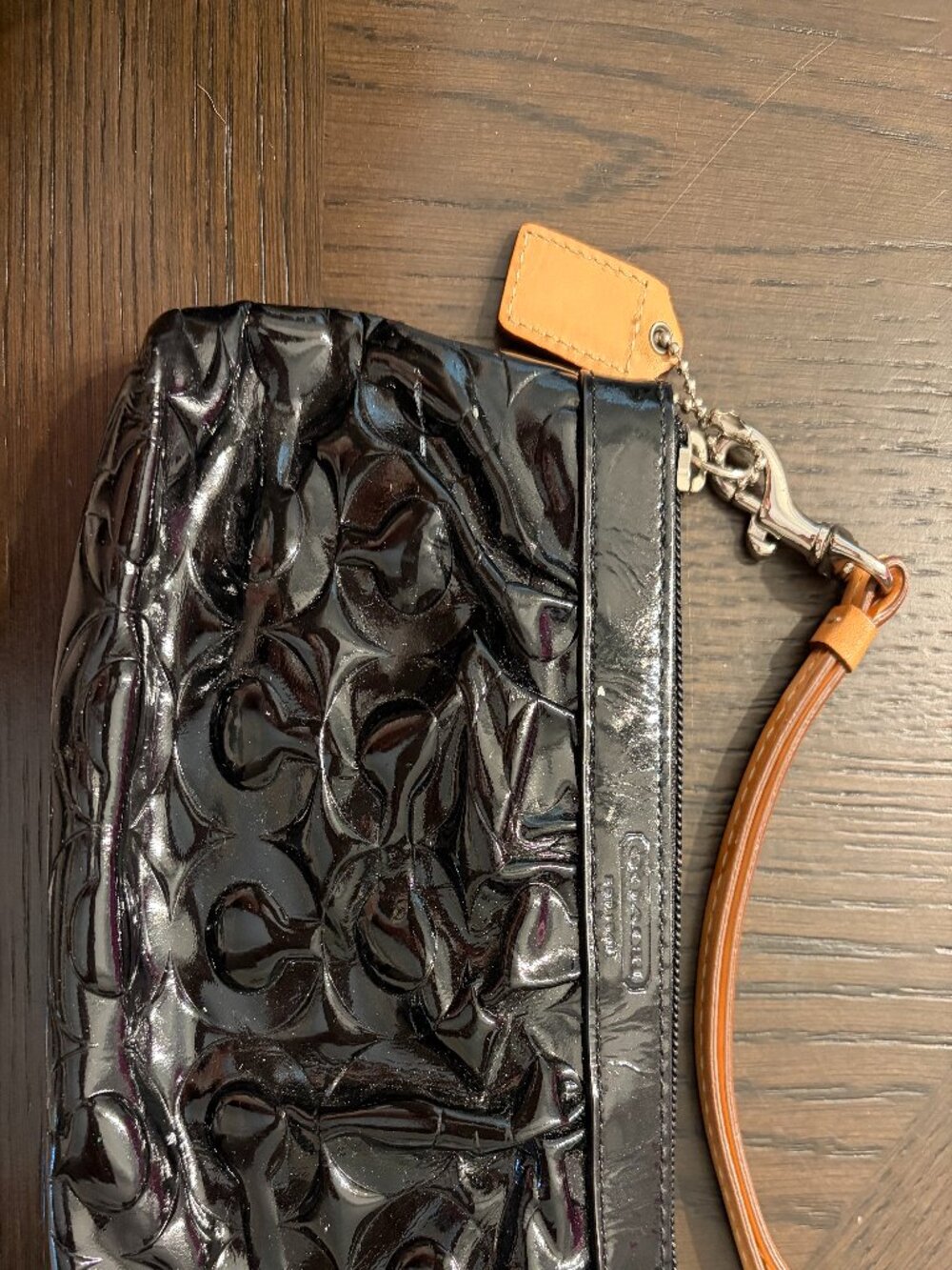 Coach Black Patent "C" Wristlet